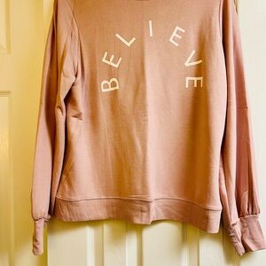 Marled Pink 'Believe' Crew Neck Sweater